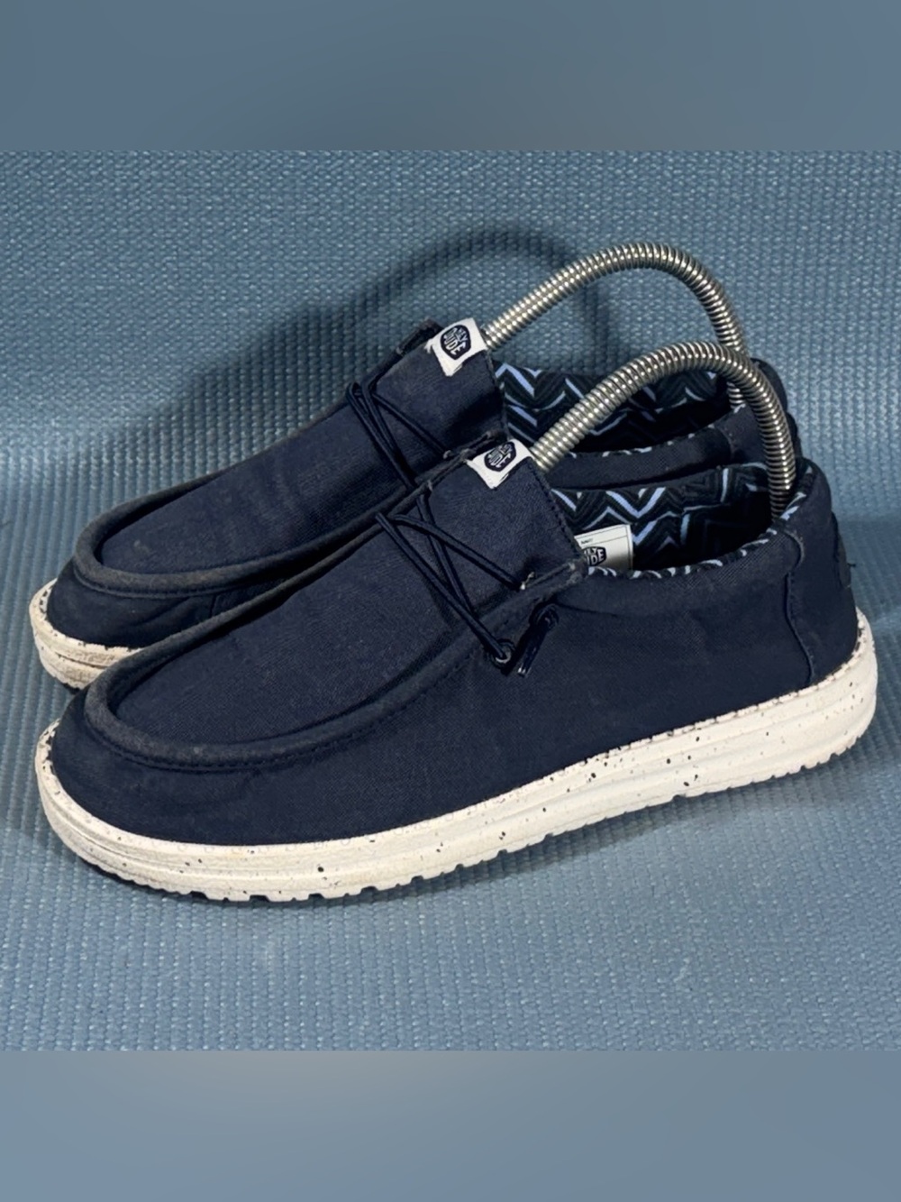 Hey Dude Wally Stretch Canvas Navy Blue Slip On Shoes Youth Size 6